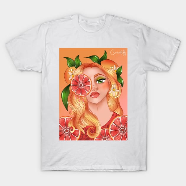 Grapefruit Girl T-Shirt by CréaTiff